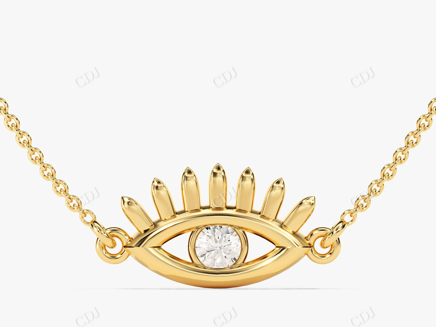 0.10CTW Round Shape Moissanite Evil Eye Necklace  customdiamjewel 10KT Yellow Gold VVS-EF