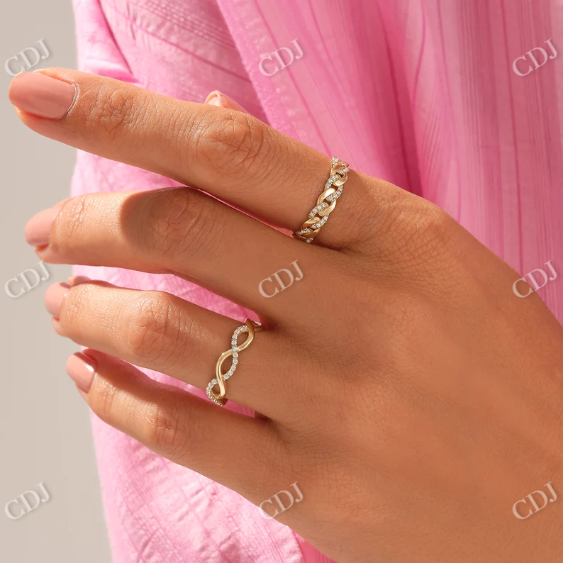 0.24CTW Round Diamond Curb Chain Wedding Band  customdiamjewel   