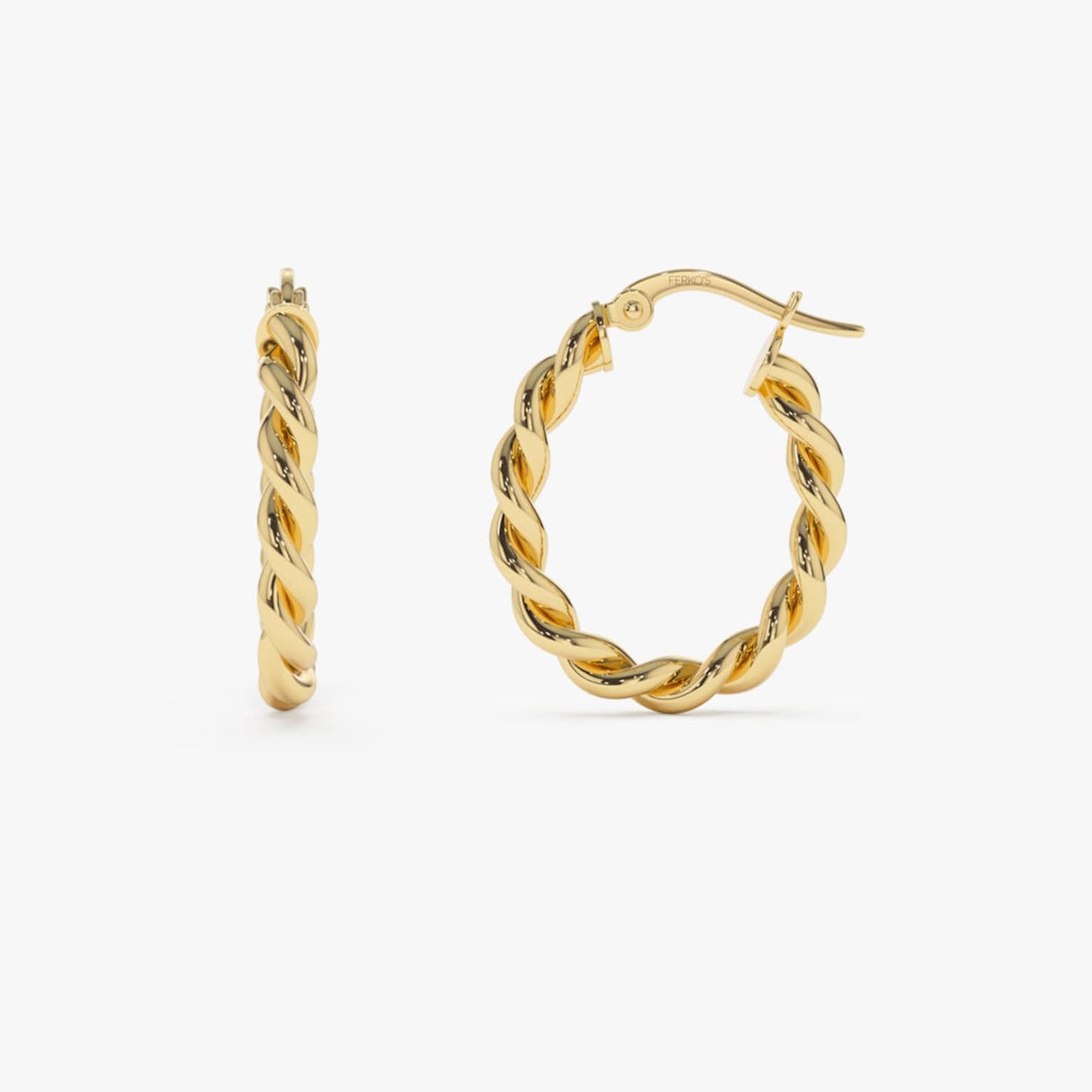 14K Yellow Gold Rope Chain Hoop Earrings  customdiamjewel   