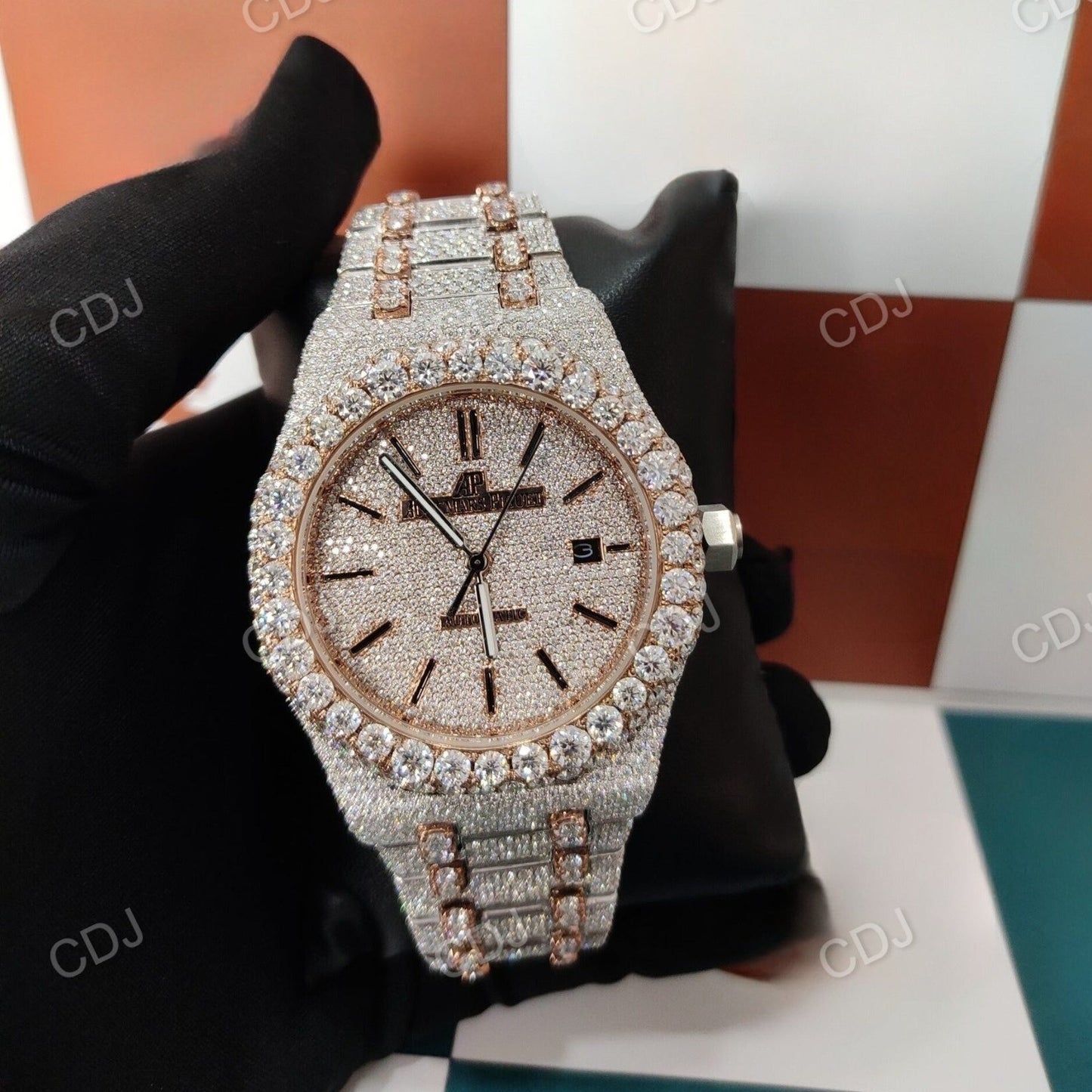 AP Custom Diamond Bezel Iced Out Watch (28 to 30 CTW Approx.)  customdiamjewel   