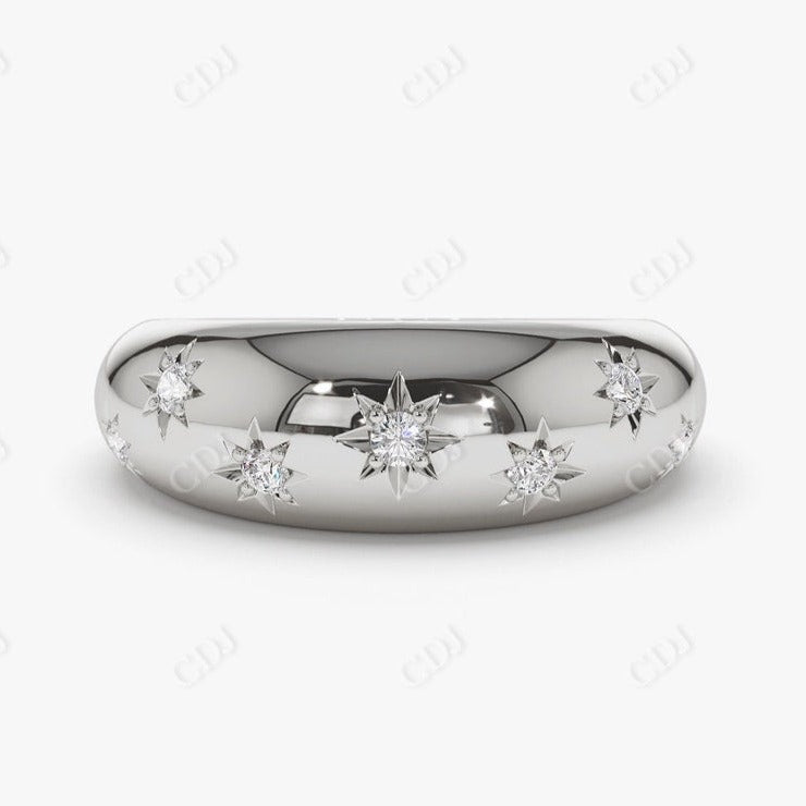 0.11 CTW Lab Grow Diamond Starburst Wedding Band  customdiamjewel 10KT White Gold VVS-EF