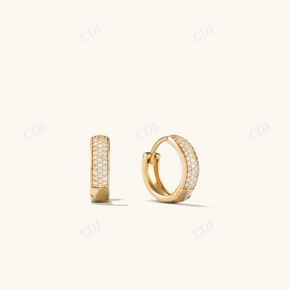 14K Gold Pave Diamond Huggie Hoop Earrings  customdiamjewel 10 KT Solid Gold Yellow Gold VVS-EF