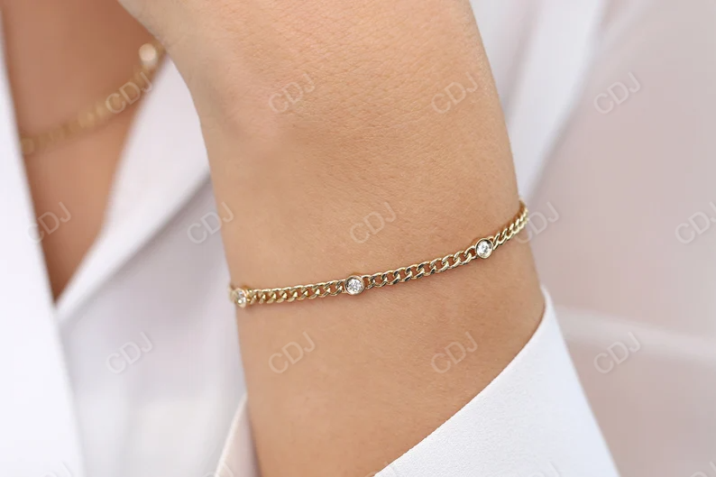 0.21 Ctw Lab Grown Diamond Cuban Link Chain Bracelet  customdiamjewel   