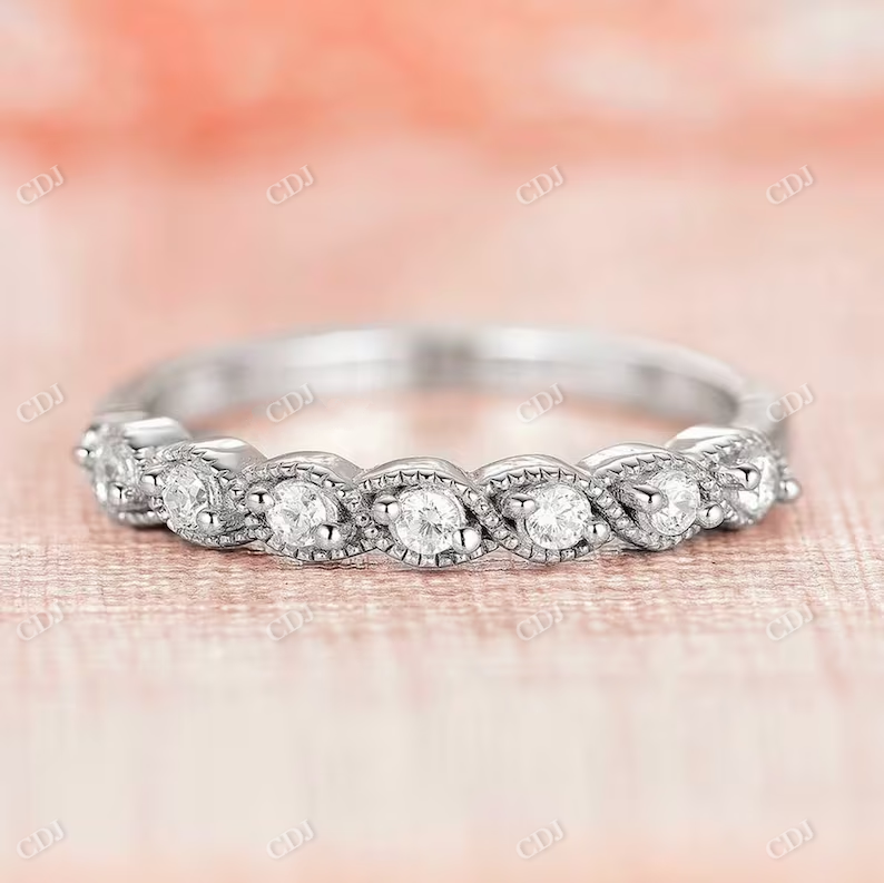 Pave Set Lab Grown Diamond Wedding Band  customdiamjewel 10KT White Gold VVS-EF