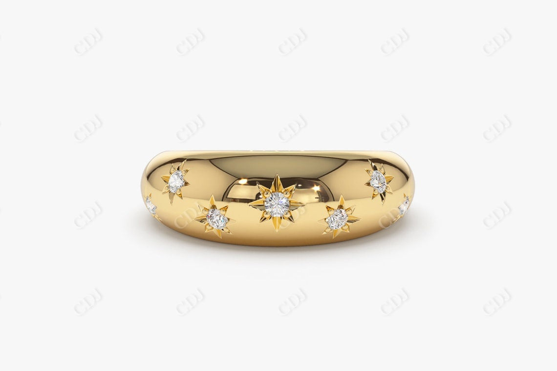 0.11 CTW Lab Grow Diamond Starburst Wedding Band  customdiamjewel 10KT Yellow Gold VVS-EF