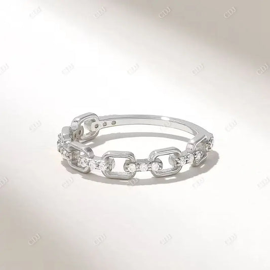 0.14CTW Round Cut Lab Grown Diamond Open Link Ring  customdiamjewel 10KT White Gold VVS-EF