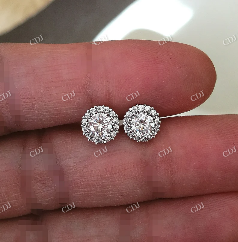 2.0CT Moissanite Round Stud Diamond Earring  customdiamjewel   