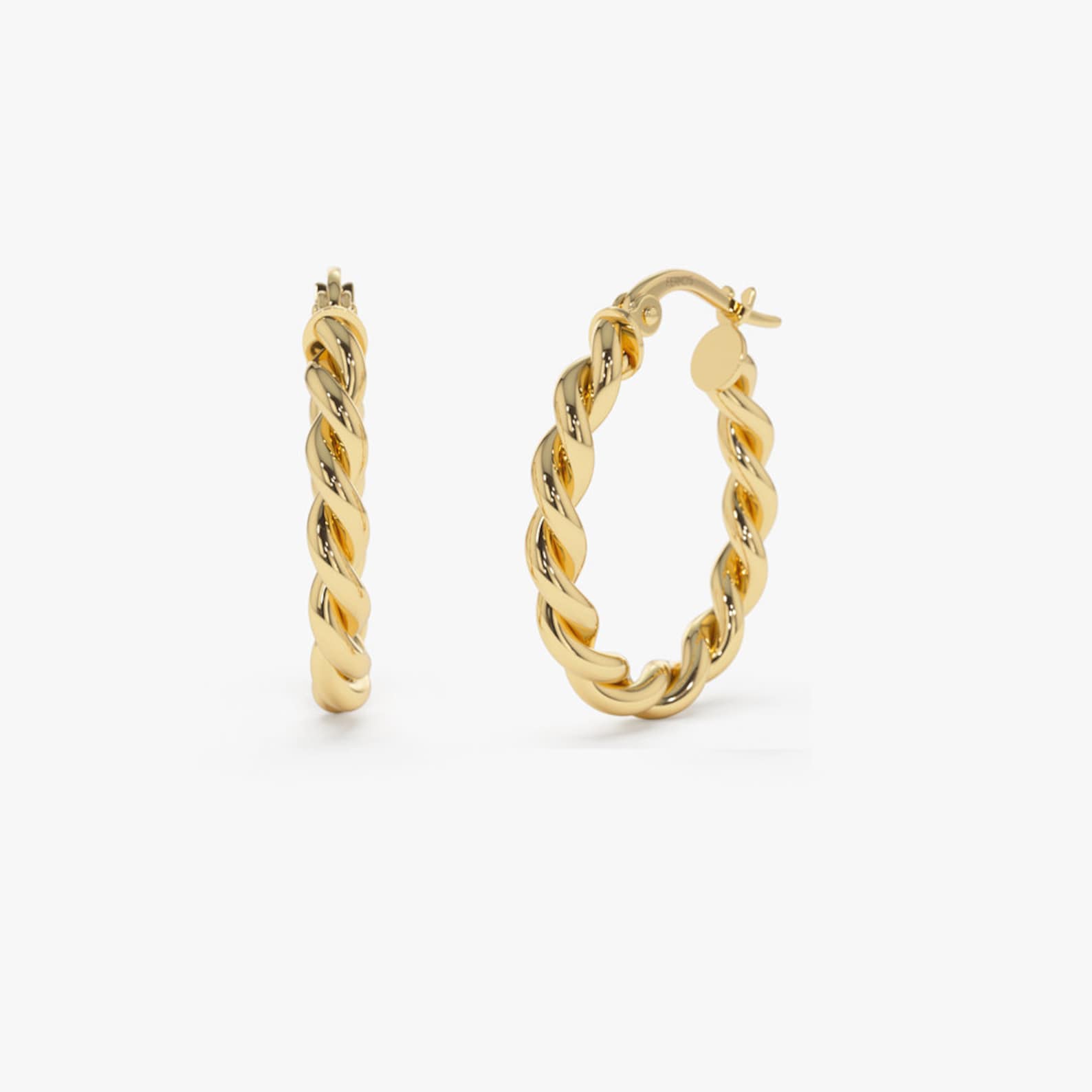 14K Yellow Gold Rope Chain Hoop Earrings  customdiamjewel   