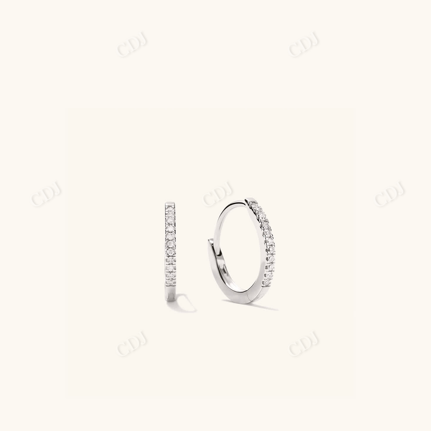 Pave Diamond Small Huggie Wedding Hoops  customdiamjewel 10 KT Solid Gold White Gold VVS-EF