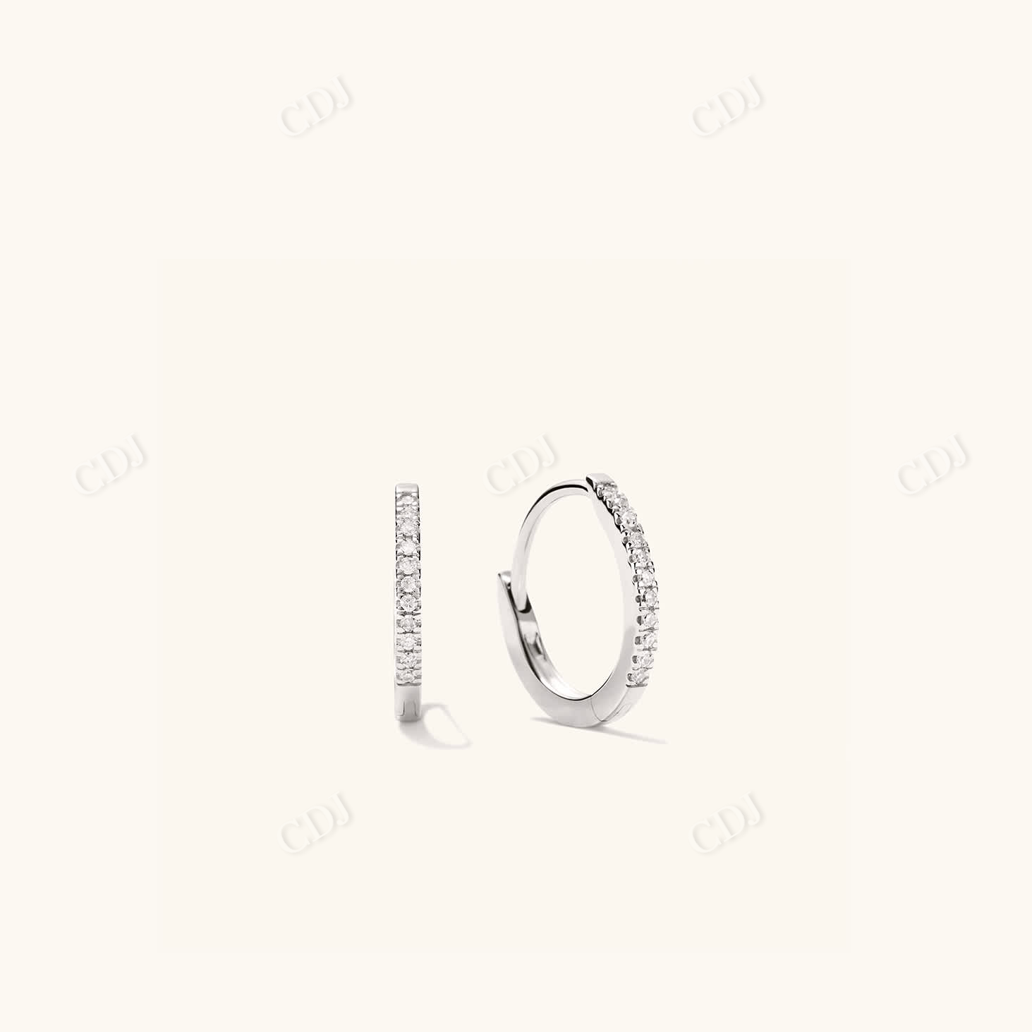 Pave Diamond Small Huggie Wedding Hoops  customdiamjewel 10 KT Solid Gold White Gold VVS-EF