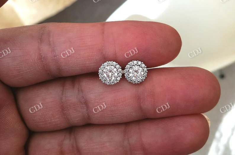 2.0CT Moissanite Round Stud Diamond Earring  customdiamjewel   