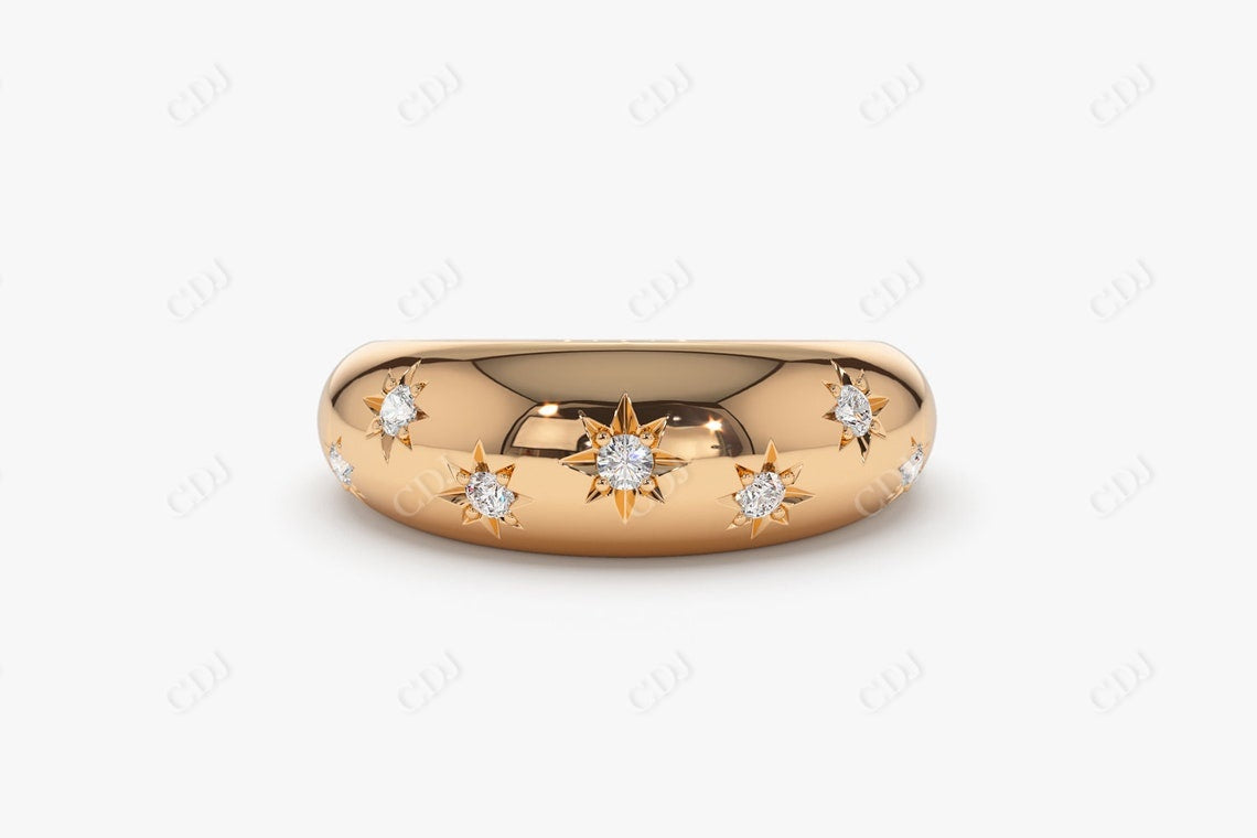 0.11 CTW Lab Grow Diamond Starburst Wedding Band  customdiamjewel 10KT Rose Gold VVS-EF