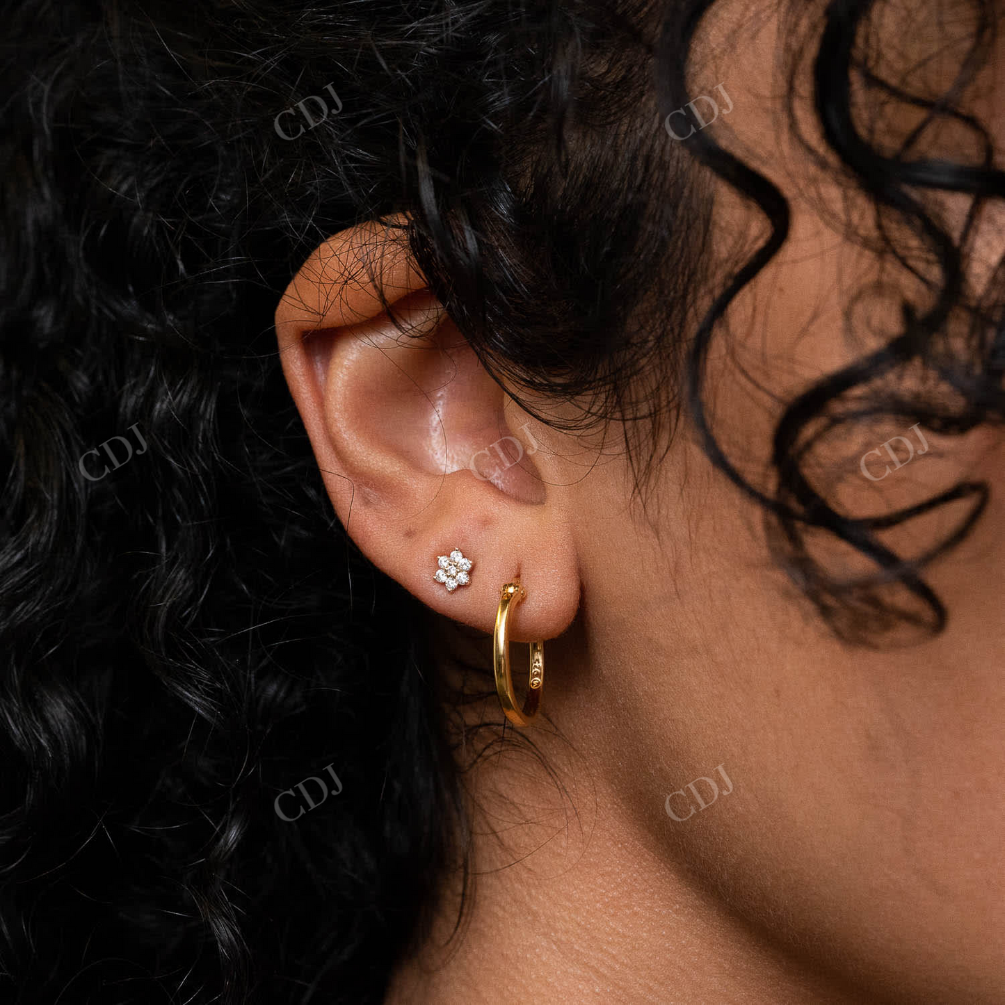 Modern 14K Solid Gold Midi Hoops Earrings  customdiamjewel   