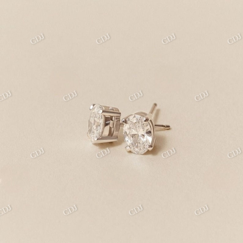 Oval Cut Moissanite 14K White Gold Stud Earrings  customdiamjewel   