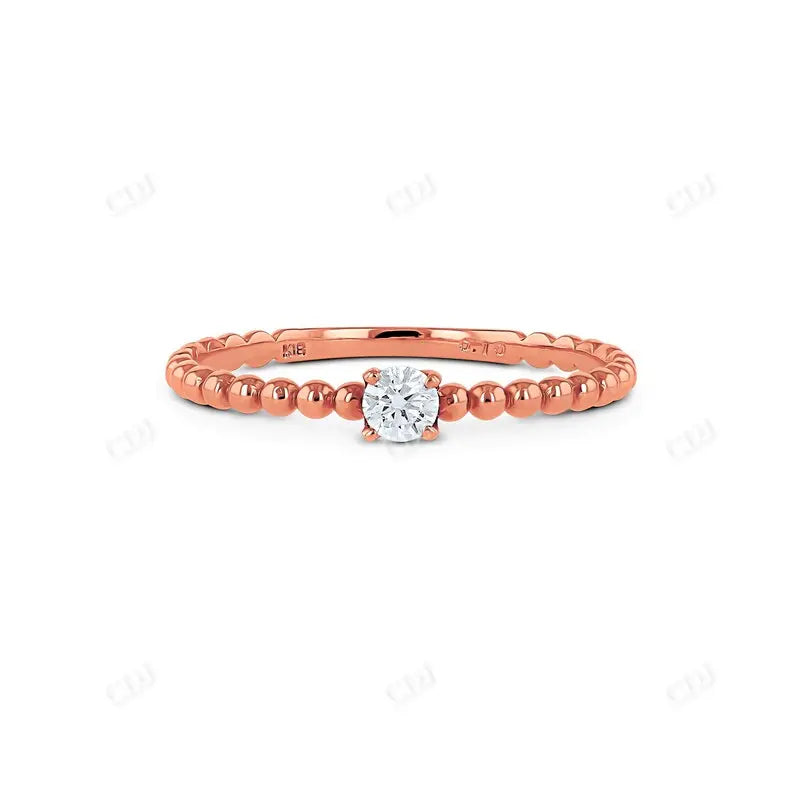 0.10CTW Round Cut Natural Diamond Solitaire Ring  customdiamjewel 10KT Rose Gold VVS-EF