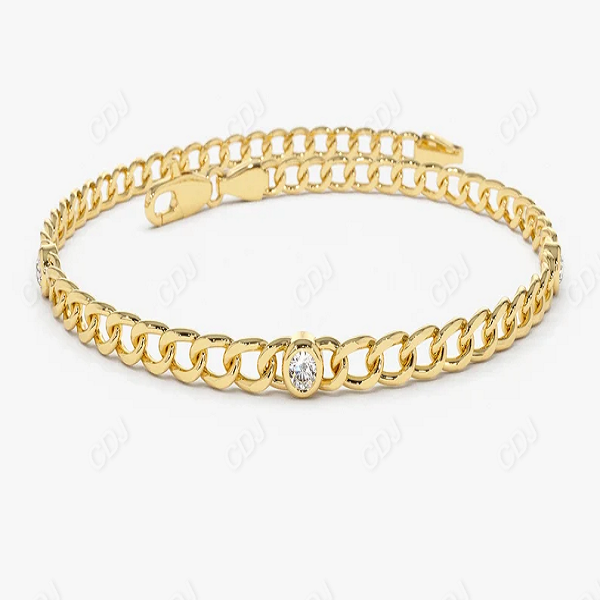 0.21 Ctw Lab Grown Diamond Cuban Link Chain Bracelet  customdiamjewel   