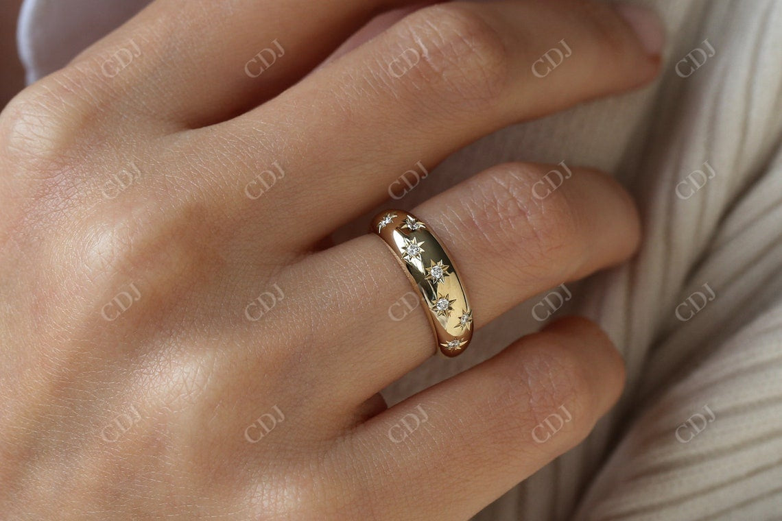 0.11CTW Natural Diamond Plain Yellow Gold Wide Wedding Band  customdiamjewel   