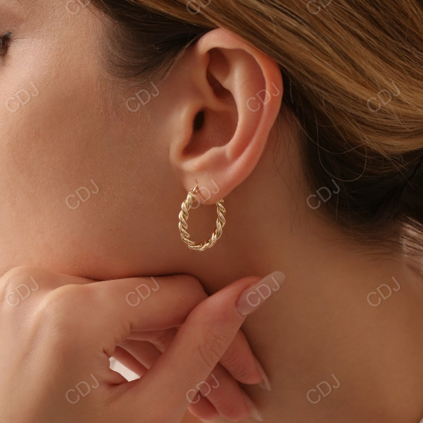 14K Yellow Gold Rope Chain Hoop Earrings  customdiamjewel   