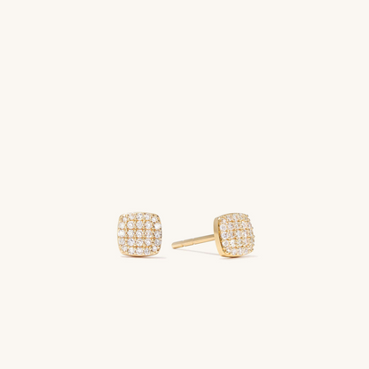 Natural Diamond 14K Solid Gold Pave Cushion Shape Stud Earring  customdiamjewel 10 KT Solid Gold Yellow Gold VVS-EF