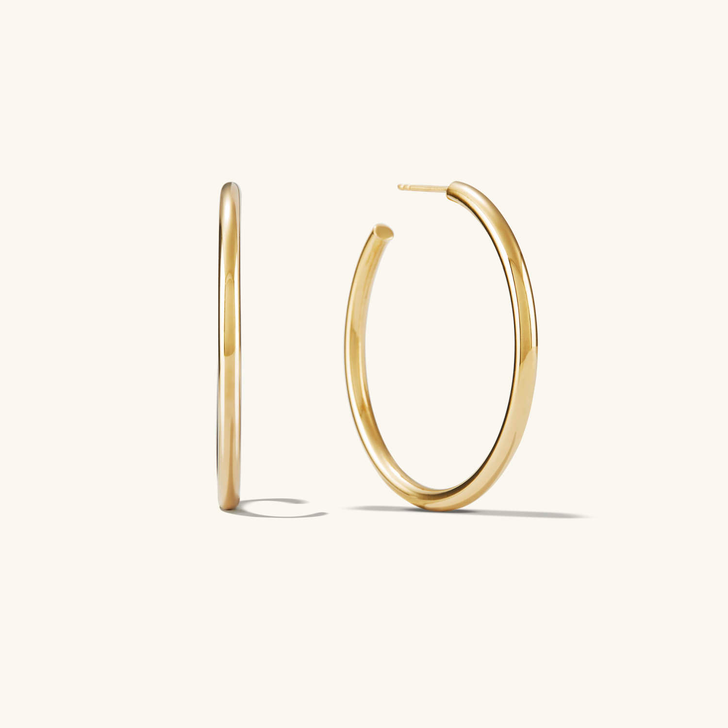 Round Shape Tube 14K Solid Gold Hoop Earring  customdiamjewel 10 KT Solid Gold Yellow Gold VVS-EF