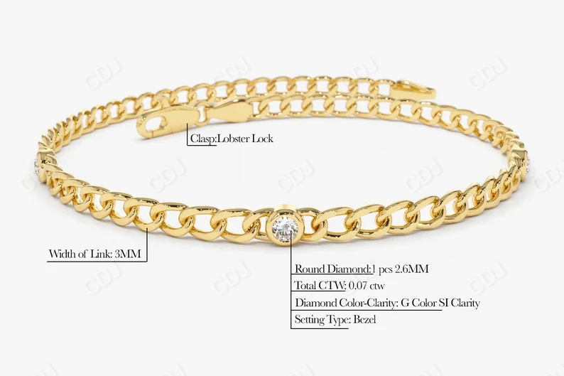 0.21CTW Moissanite Link Chain Diamond Bracelet  customdiamjewel   