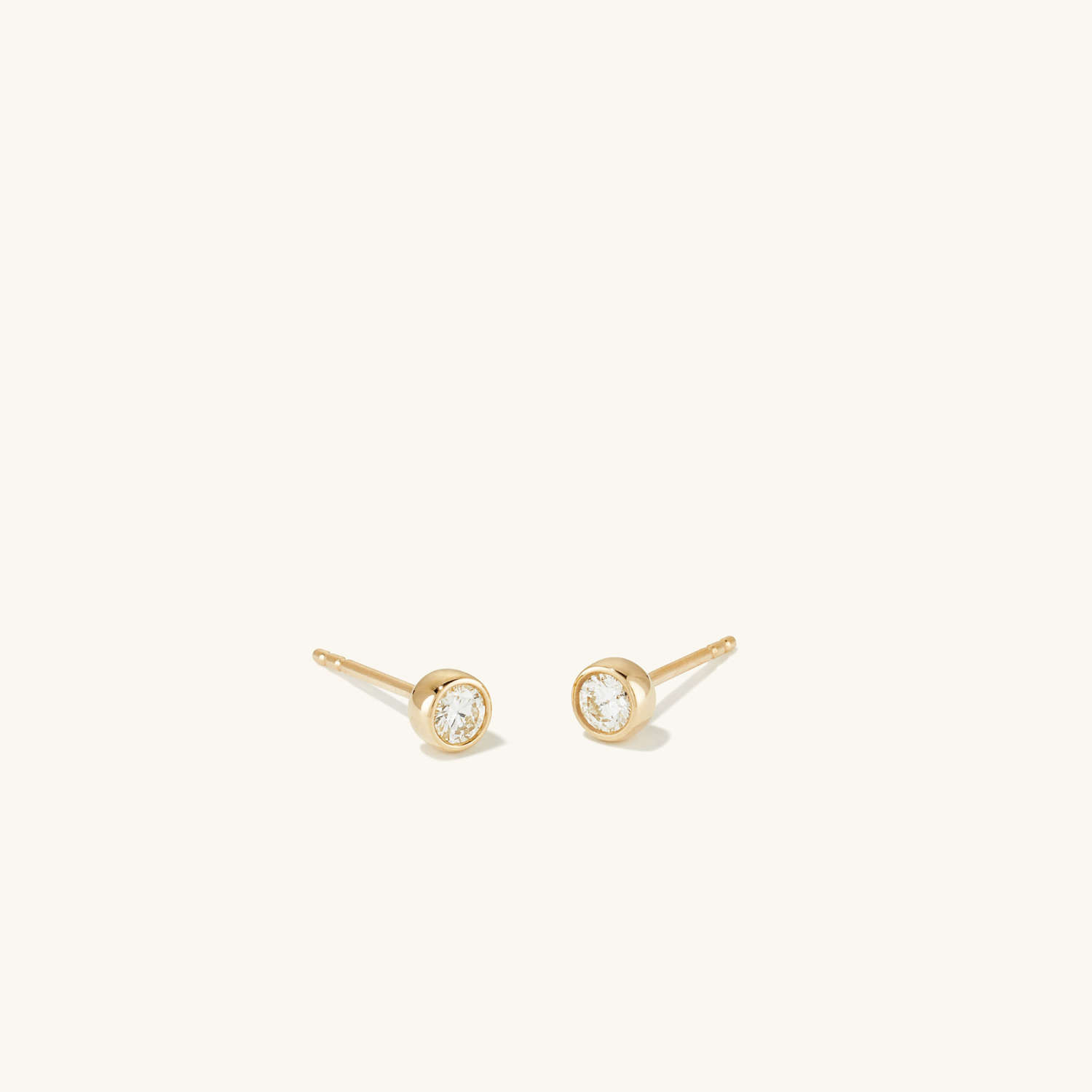 Single Round Cut Natural Diamond Bezel Set Stud Earrings  customdiamjewel 10 KT Solid Gold Yellow Gold VVS-EF