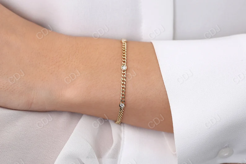 0.21 Ctw Lab Grown Diamond Cuban Link Chain Bracelet  customdiamjewel   