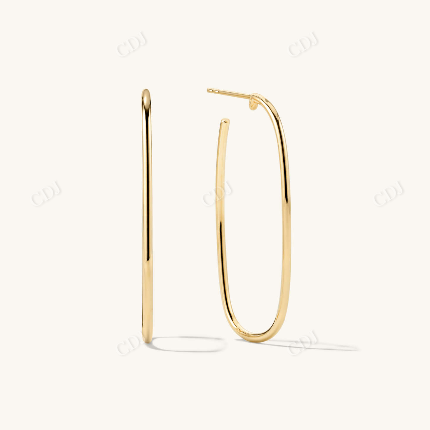 Paperclip Big Sized Handmade Earrings  customdiamjewel 10 KT Solid Gold Yellow Gold 