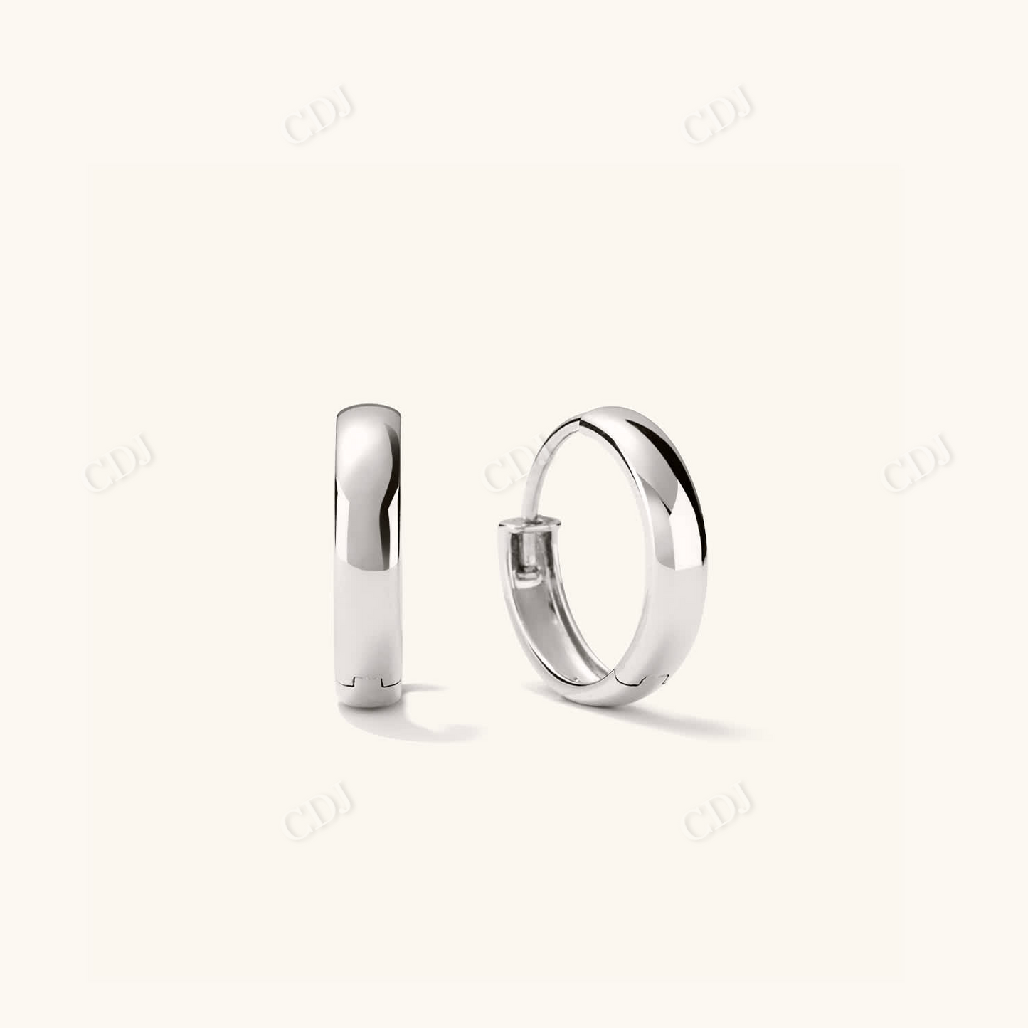 Dome Bold Small Hoops  customdiamjewel 10 KT Solid Gold White Gold 