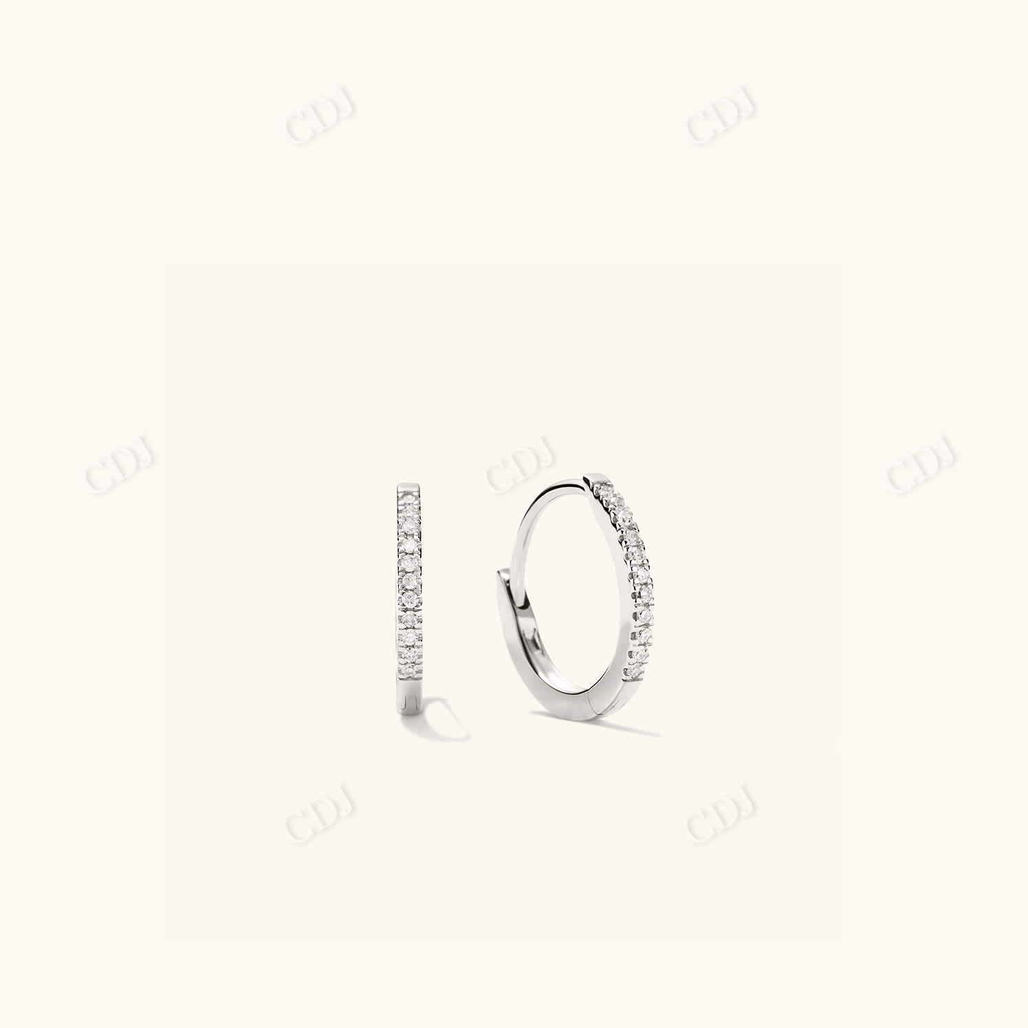 0.063CT Lab Grown Diamond Pave Hoops Earring  customdiamjewel Sterling Silver White Gold VVS-EF