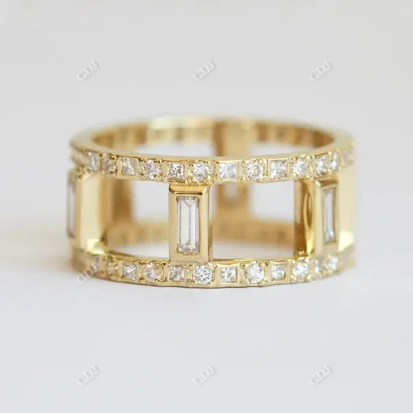 Baguette Diamond Double Band Moissanite Wedding Band  customdiamjewel 10KT Yellow Gold VVS-EF