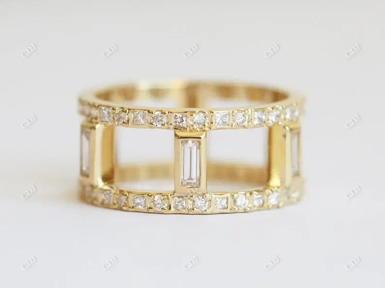 Baguette Diamond Double Band Moissanite Wedding Band  customdiamjewel   