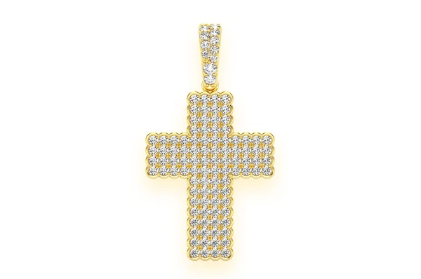 0.90CTW Bezel Round Cluster Diamond Cross Pendant  customdiamjewel   