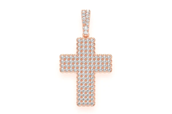 0.90CTW Bezel Round Cluster Diamond Cross Pendant  customdiamjewel   