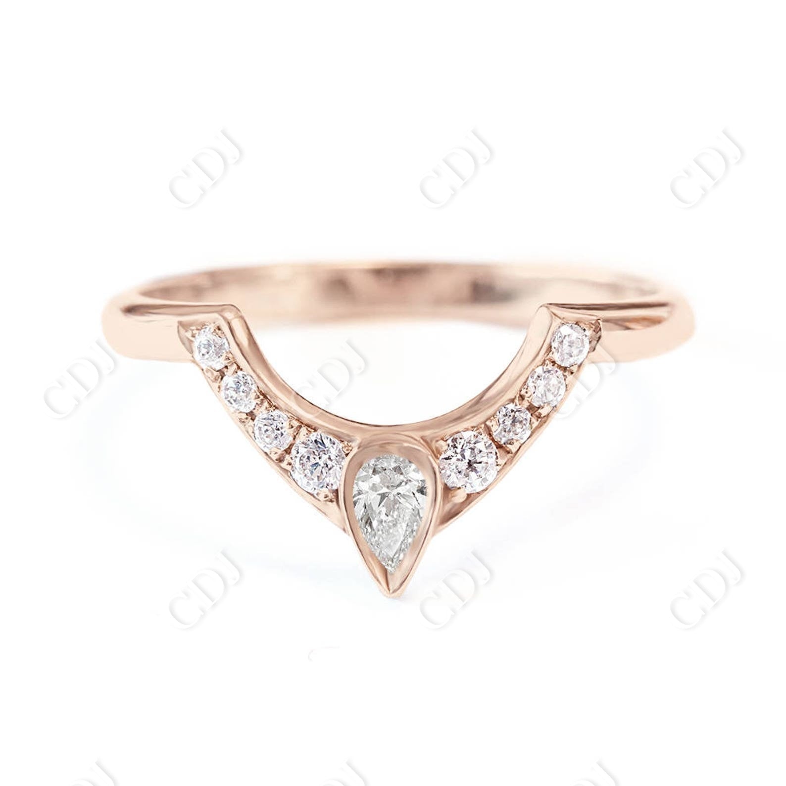 Unique Third Eye Moissanite Wedding Band  customdiamjewel 10KT Rose Gold VVS-EF