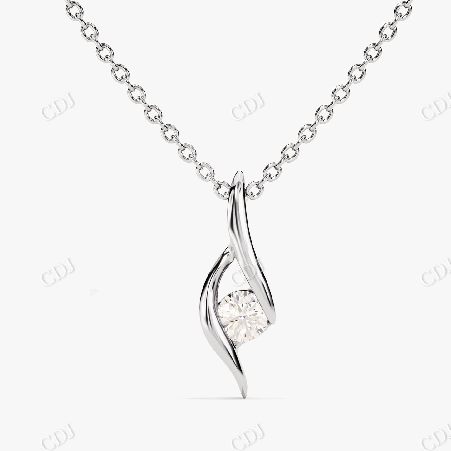 0.10CTW Classic Round Cut Moissanite Minimalist Necklace  customdiamjewel 10KT White Gold VVS-EF