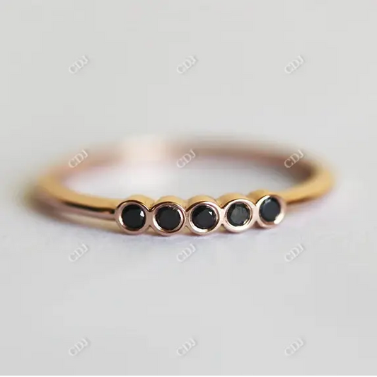 0.07CT Moissanite Black Five Stone Wedding Band  customdiamjewel 10KT Rose Gold VVS-EF