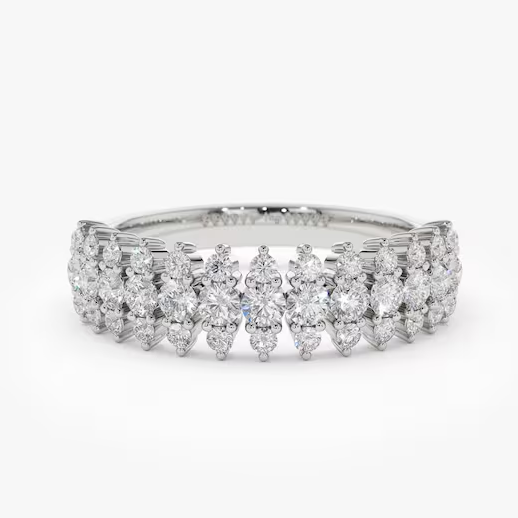 0.69CTW Half Eternity Round Brilliant Lab Grown Diamond Band  customdiamjewel 10KT White Gold VVS-EF