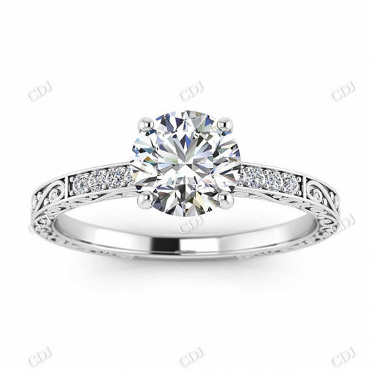 White Gold Victorian Style Moissanite Engagement Ring  customdiamjewel 10KT White Gold VVS-EF