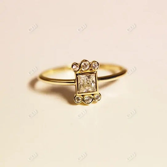 0.30CT Princess Cut Cluster Moissanite Engagement Ring  customdiamjewel 10KT Yellow Gold VVS-EF