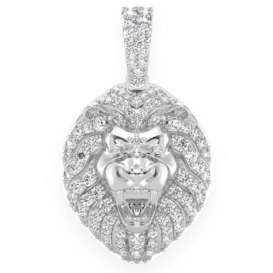 0.50CTW Lion Head Round Diamond Pendant  customdiamjewel   