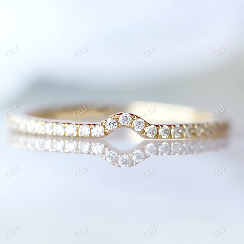 Tiny Lab Grown Diamond Curved Wedding Band  customdiamjewel 10KT Yellow Gold VVS-EF