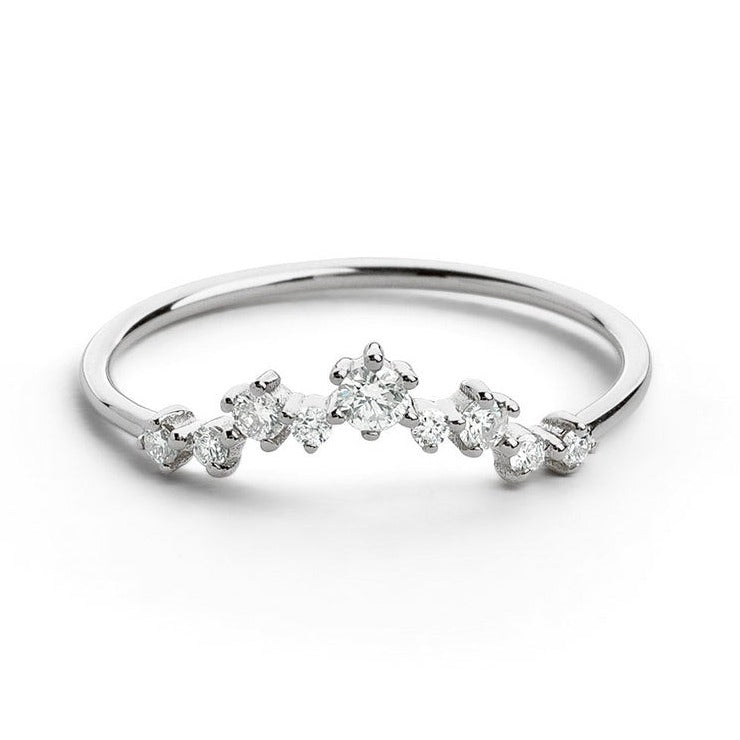 0.20CTW Solid Gold Curved 6 Prong Natural Diamond Band  customdiamjewel 10KT White Gold VVS-EF