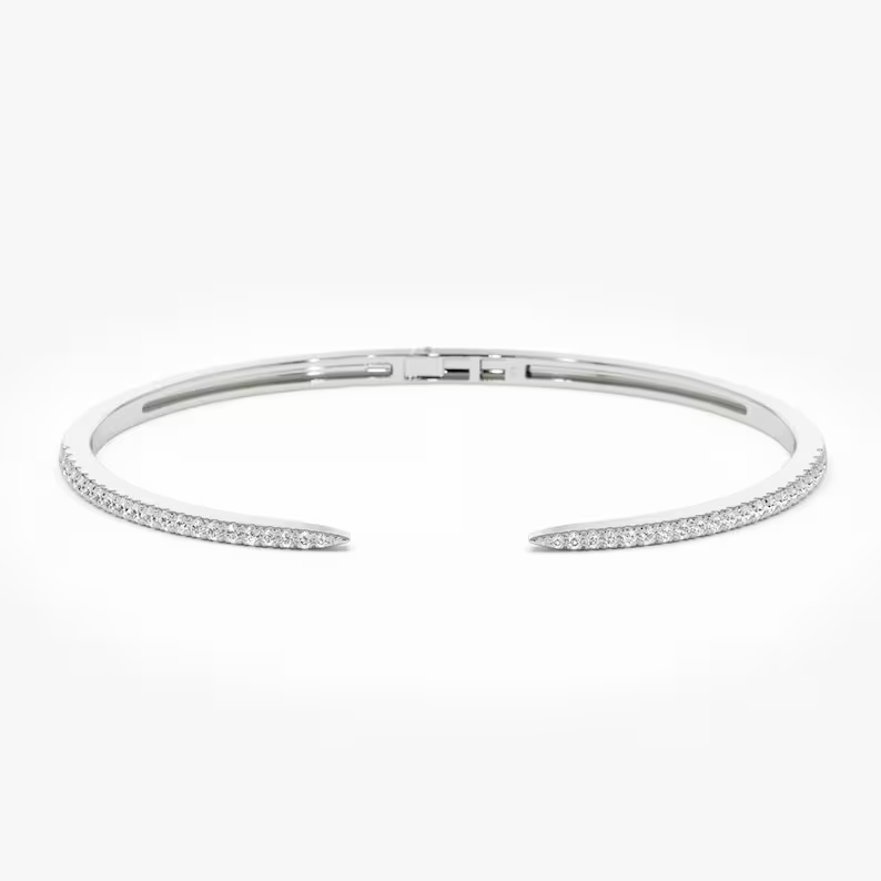 0.50ctw  Lab Grown Diamond Cuff Bangle  customdiamjewel Sterling Silver White Gold VVS-EF