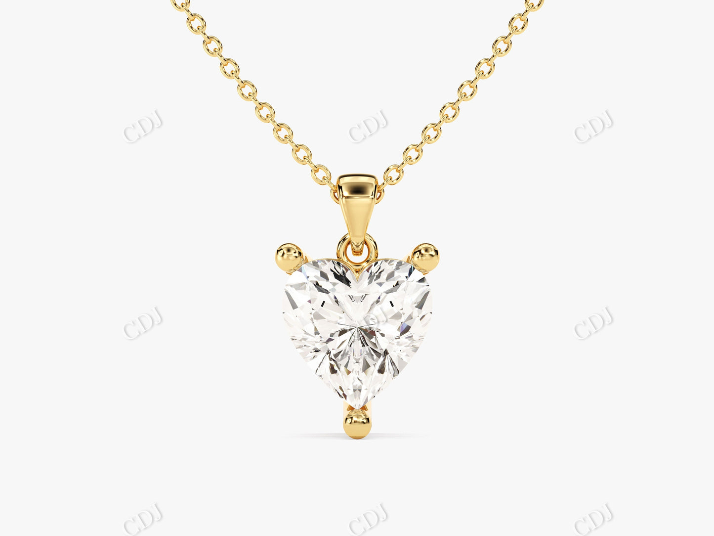 Heart Shape Moissanite Solitaire Necklace  customdiamjewel 10KT Yellow Gold VVS-EF