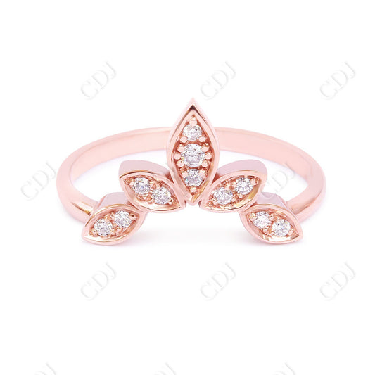 Unique Leaf Shape Round Moissanite Wedding Band  customdiamjewel 10KT Rose Gold VVS-EF