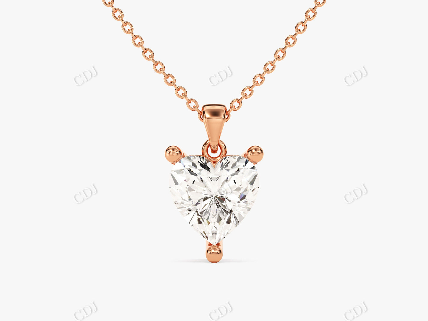 Heart Shape Moissanite Solitaire Necklace  customdiamjewel 10KT Rose Gold VVS-EF