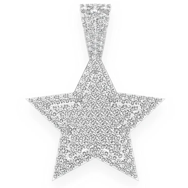 1.00CTW Layered Star Cluster Pave Diamond Pendant  customdiamjewel   