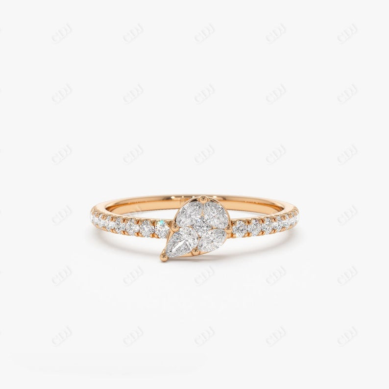 0.30CTW Multi Shape Lab Grown Diamond Engagement Ring  customdiamjewel Sterling Silver Rose Gold VVS-EF