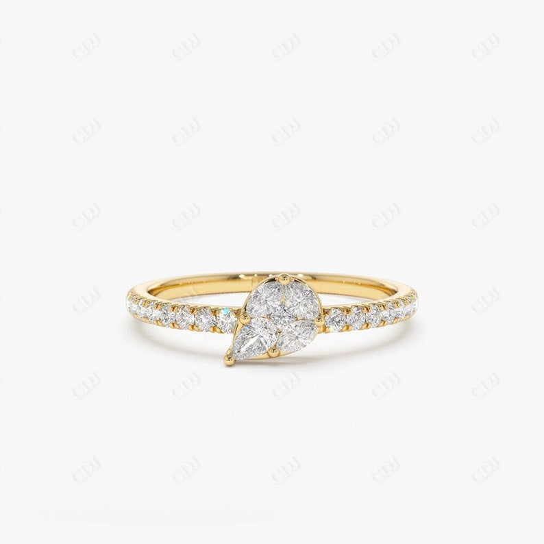 0.30CTW Multi Shape Lab Grown Diamond Engagement Ring  customdiamjewel Sterling Silver Yellow Gold VVS-EF